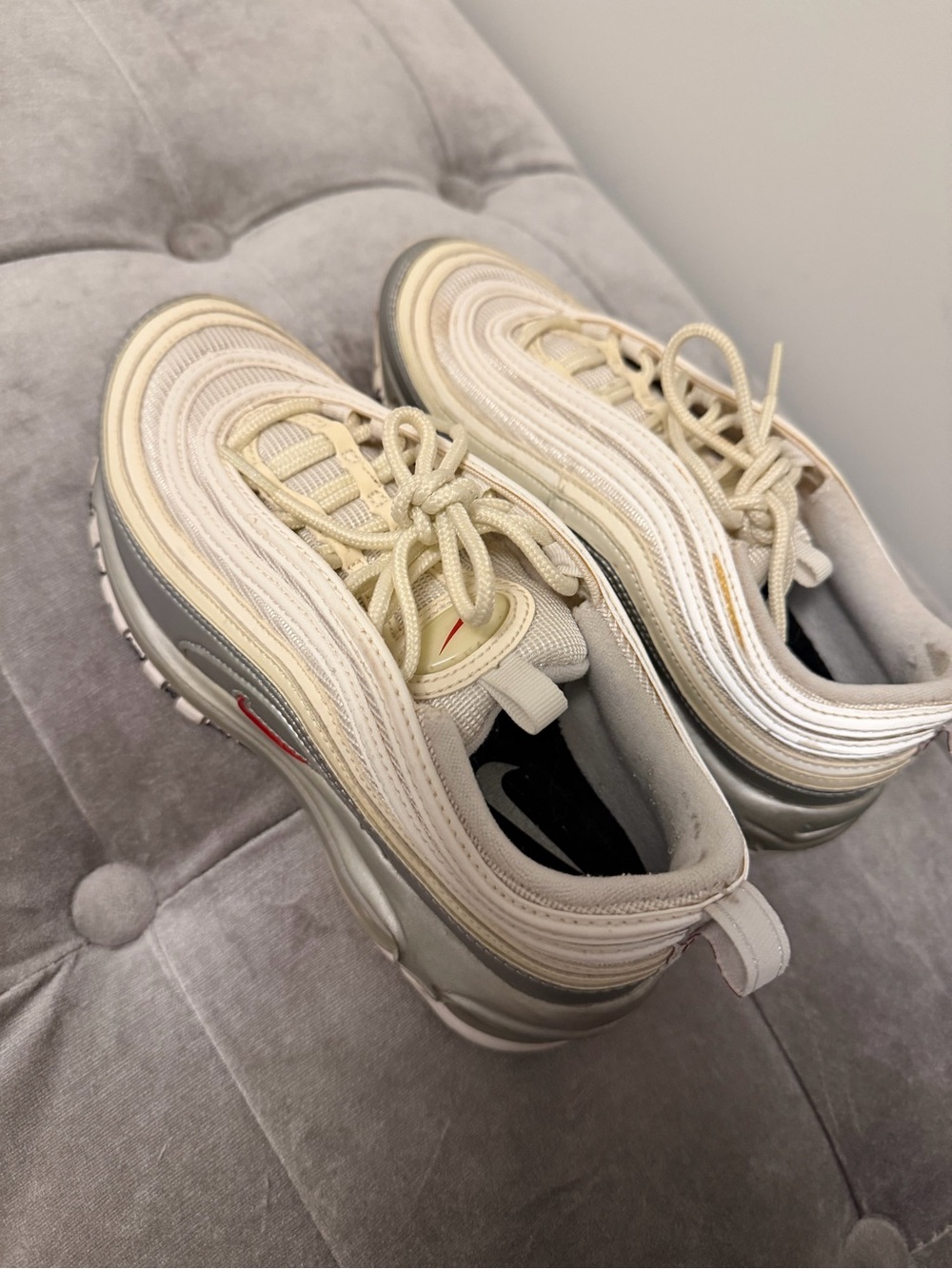 Nike Air Max 97 Women's Sneakers US 4.5 kids/men. Fits 6.5 women. Cream & Gray
